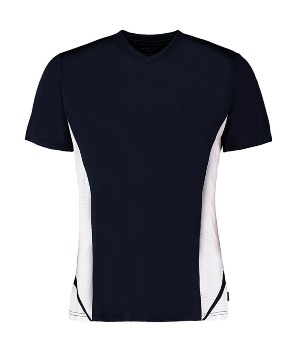  Regular Fit Cooltex? Panel V Neck Tee in Farbe Navy/White