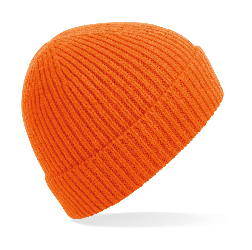  Engineered Knit Ribbed Beanie in Farbe Orange