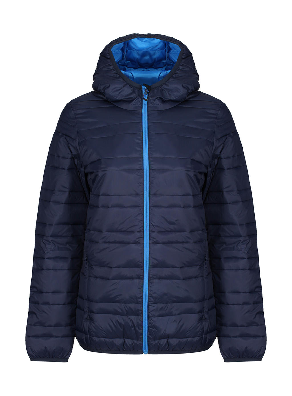  Womens Hooded Firedown Baffle Jacket in Farbe Navy/French Blue