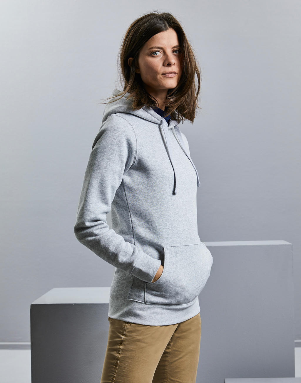  Ladies Authentic Hooded Sweat in Farbe White