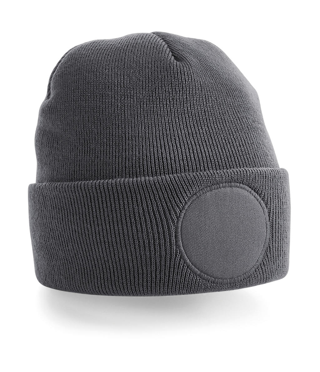  Circular Patch Beanie in Farbe Graphite Grey