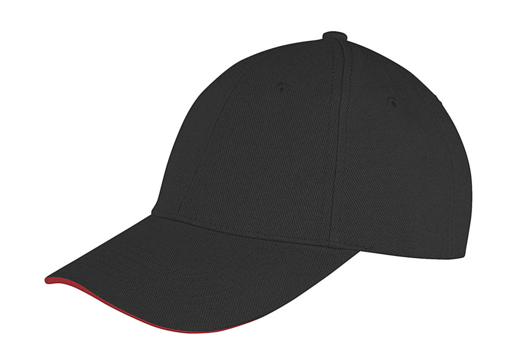  Memphis Low Profile Sandwich Peak Cap in Farbe Black/Red