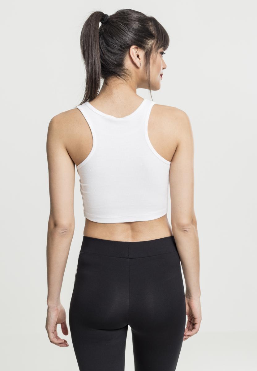Cropped Tees Ladies Rib Cropped Top in Farbe white
