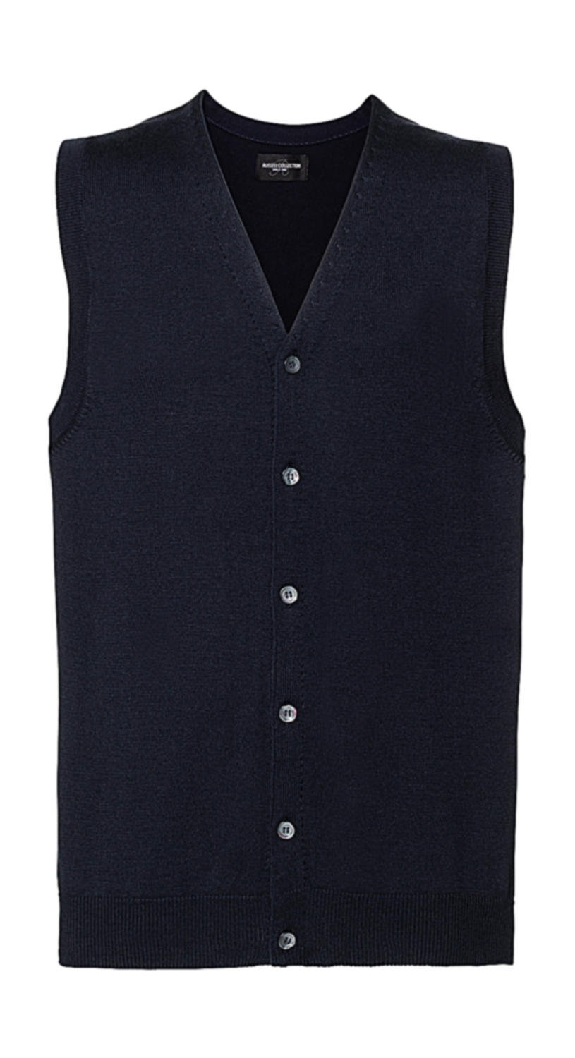 Mens V-Neck Sleeveless Knitted Cardigan in Farbe French Navy