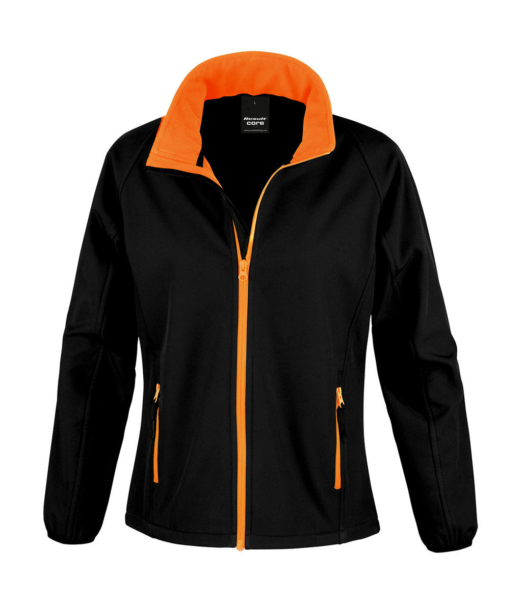  Ladies Printable Softshell Jacket in Farbe Black/Orange