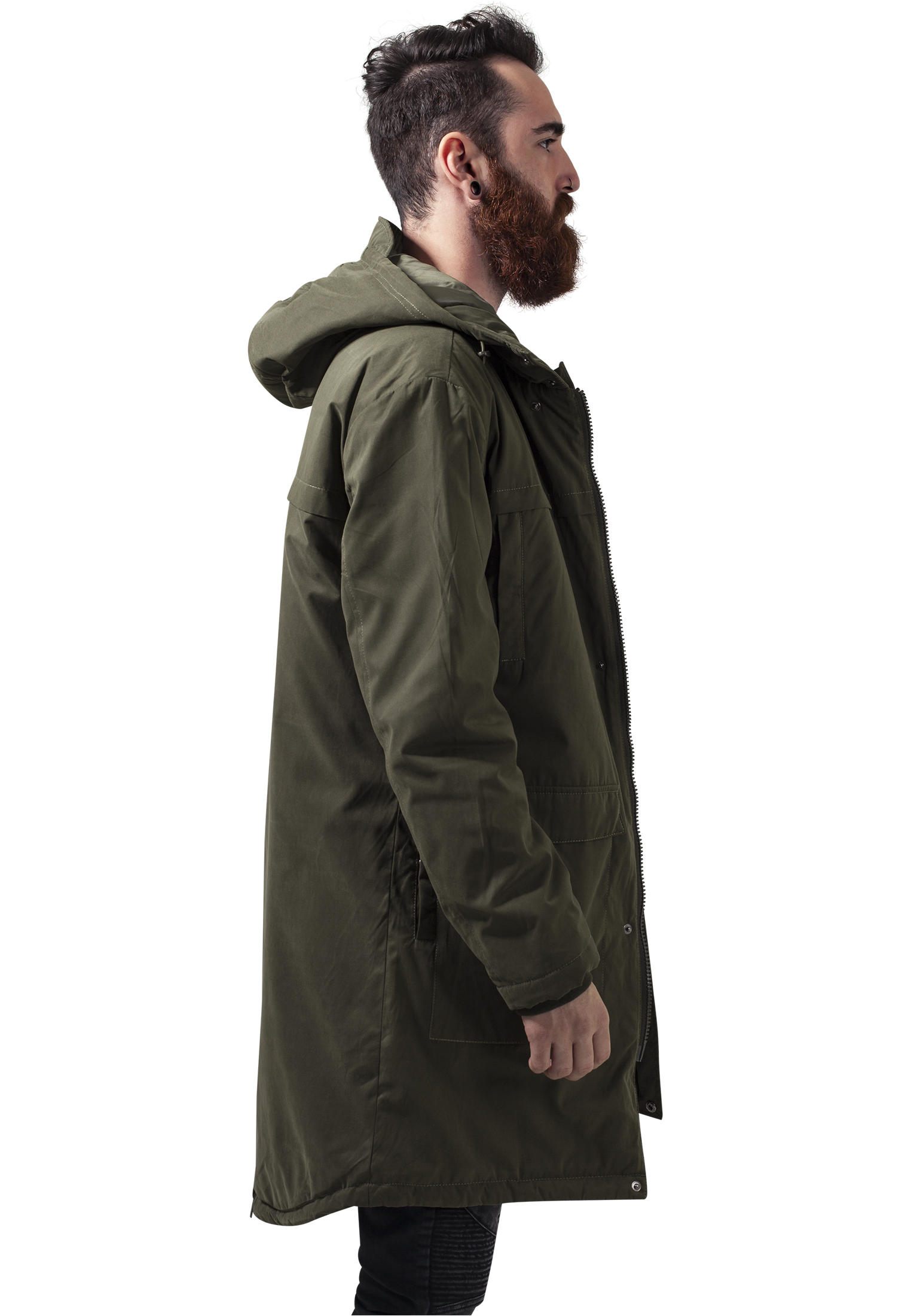 Winter Jacken Cotton Peached Canvas Parka in Farbe olive
