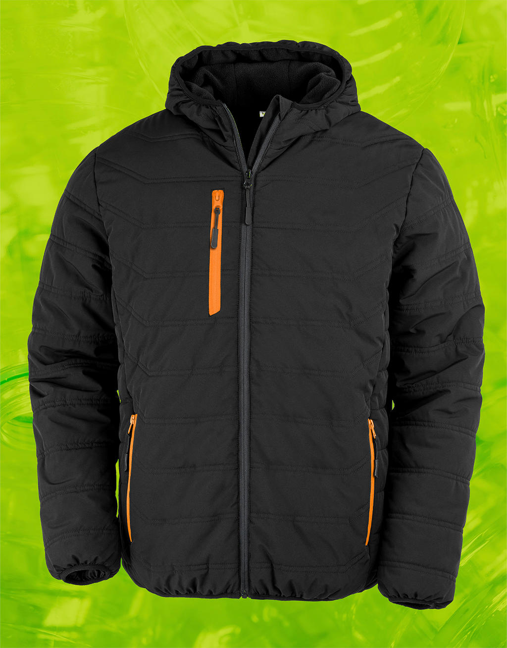  Black Compass Padded Winter Jacket in Farbe Black/Orange