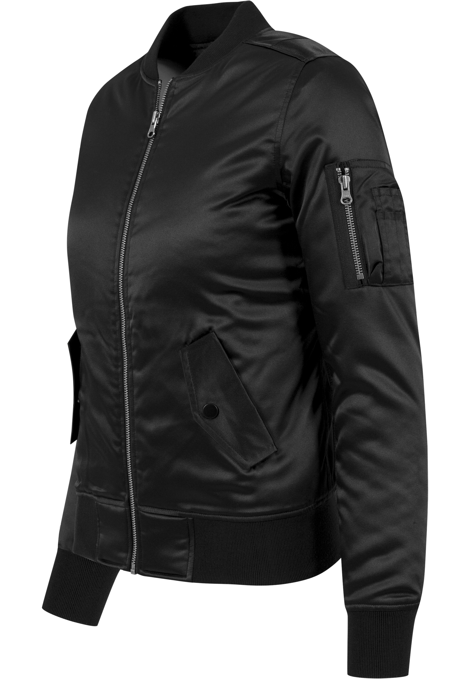 Bomber Jacken Ladies Satin Bomber Jacket in Farbe black