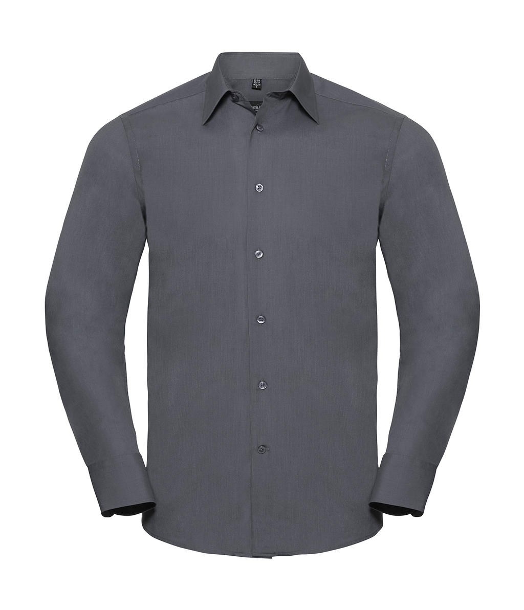  Tailored Poplin Shirt LS in Farbe Convoy Grey