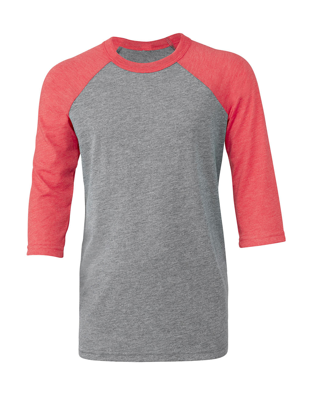  Youth 3/4 Sleeve Baseball Tee in Farbe Grey/Red Triblend