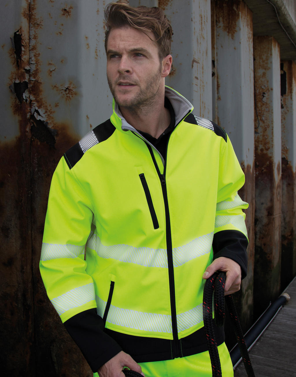  Printable Ripstop Safety Softshell in Farbe Fluorescent Orange/Black