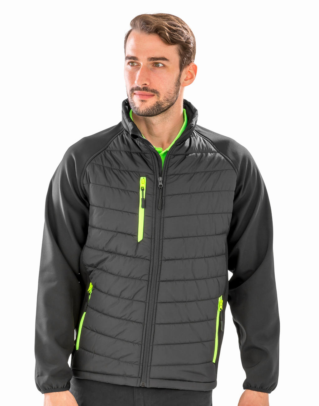  Black Compass Padded Softshell in Farbe Black/Yellow