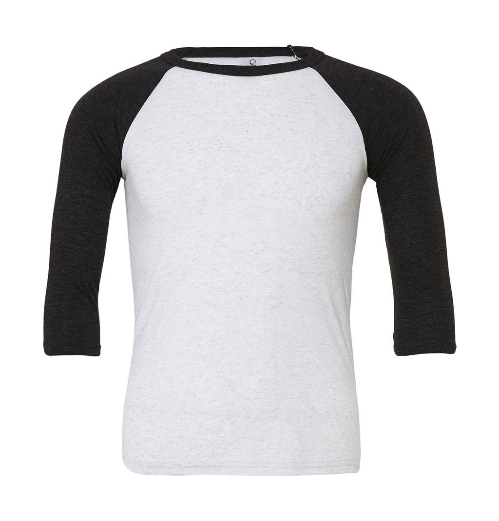  Unisex 3/4 Sleeve Baseball T-Shirt in Farbe White Fleck/Charcoal-Black Triblend