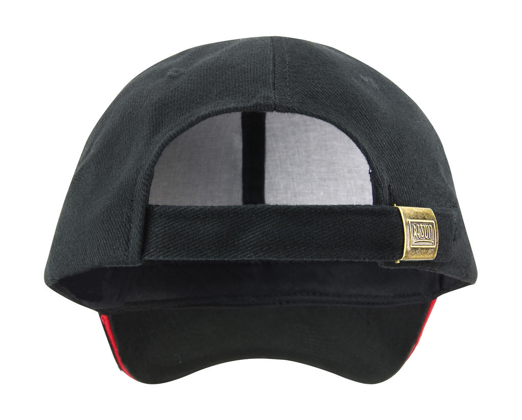  Sandwich Brushed Cotton Cap in Farbe Black/Red
