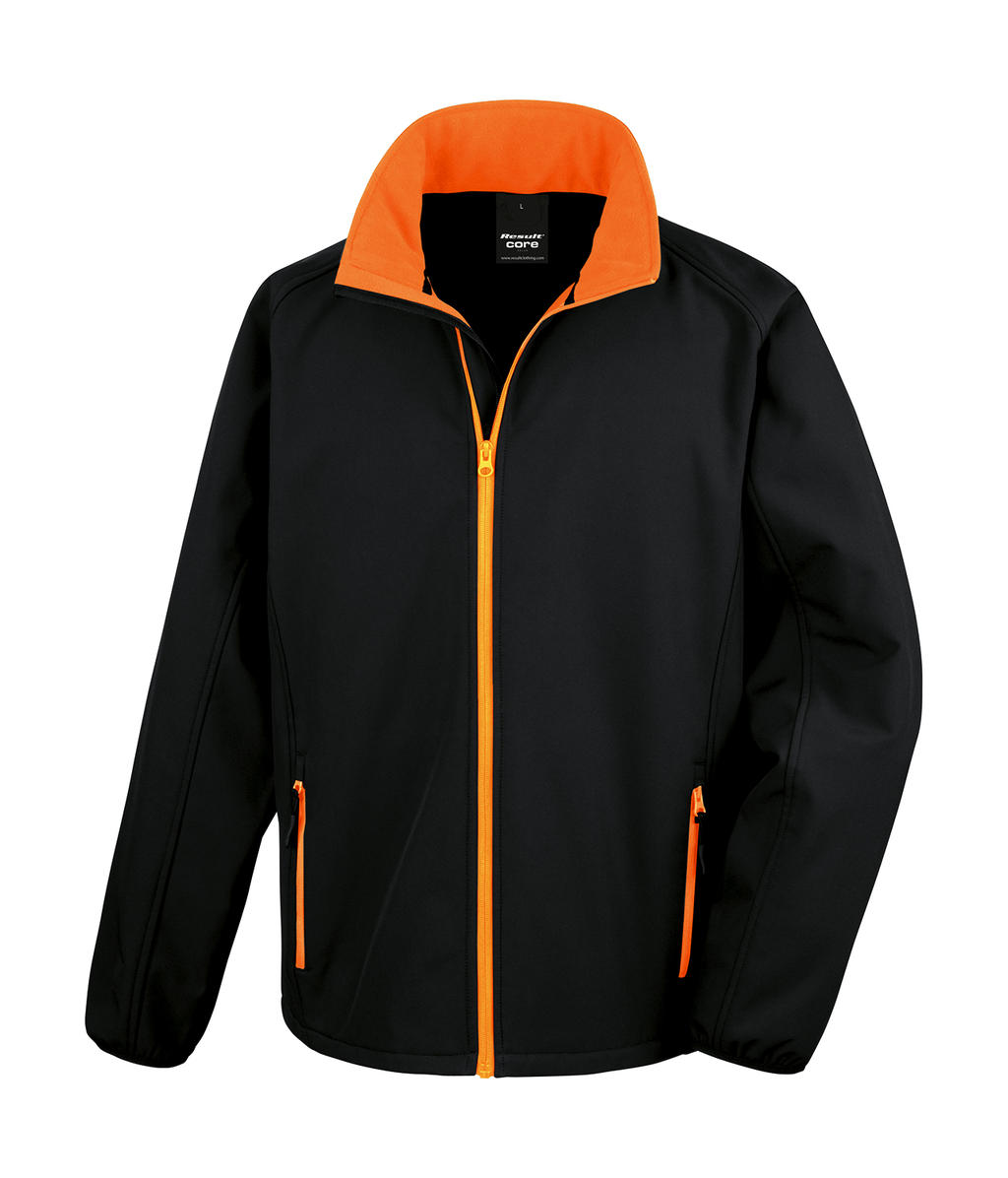  Printable Softshell Jacket in Farbe Black/Orange