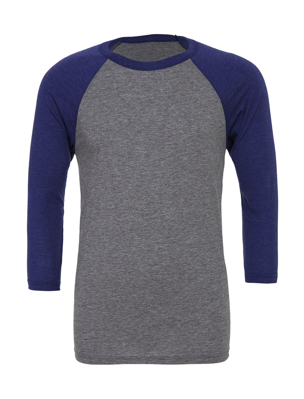  Unisex 3/4 Sleeve Baseball T-Shirt in Farbe Grey/Navy Triblend