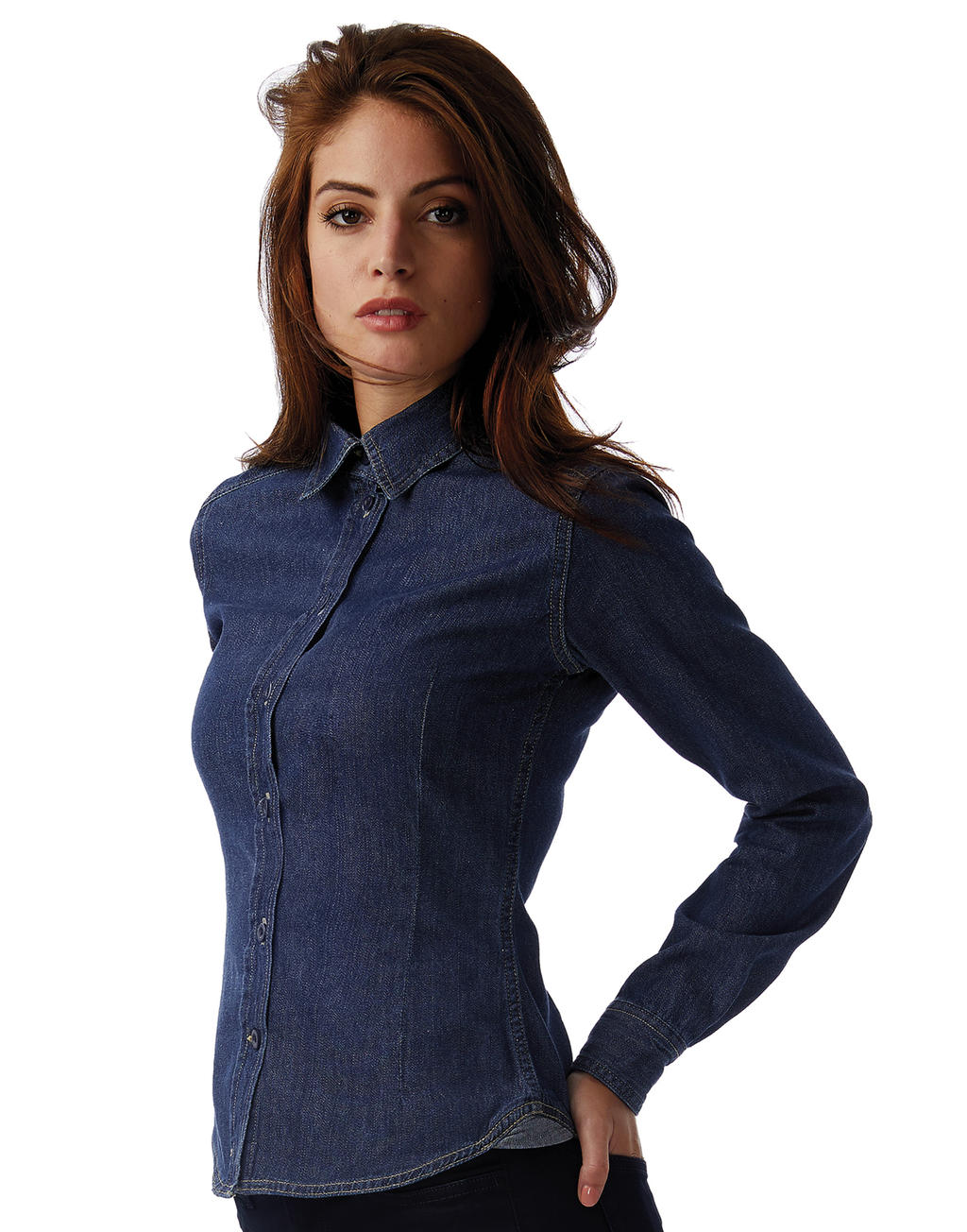  DNM Vision/women Denim Shirt LS in Farbe Deep Blue Denim