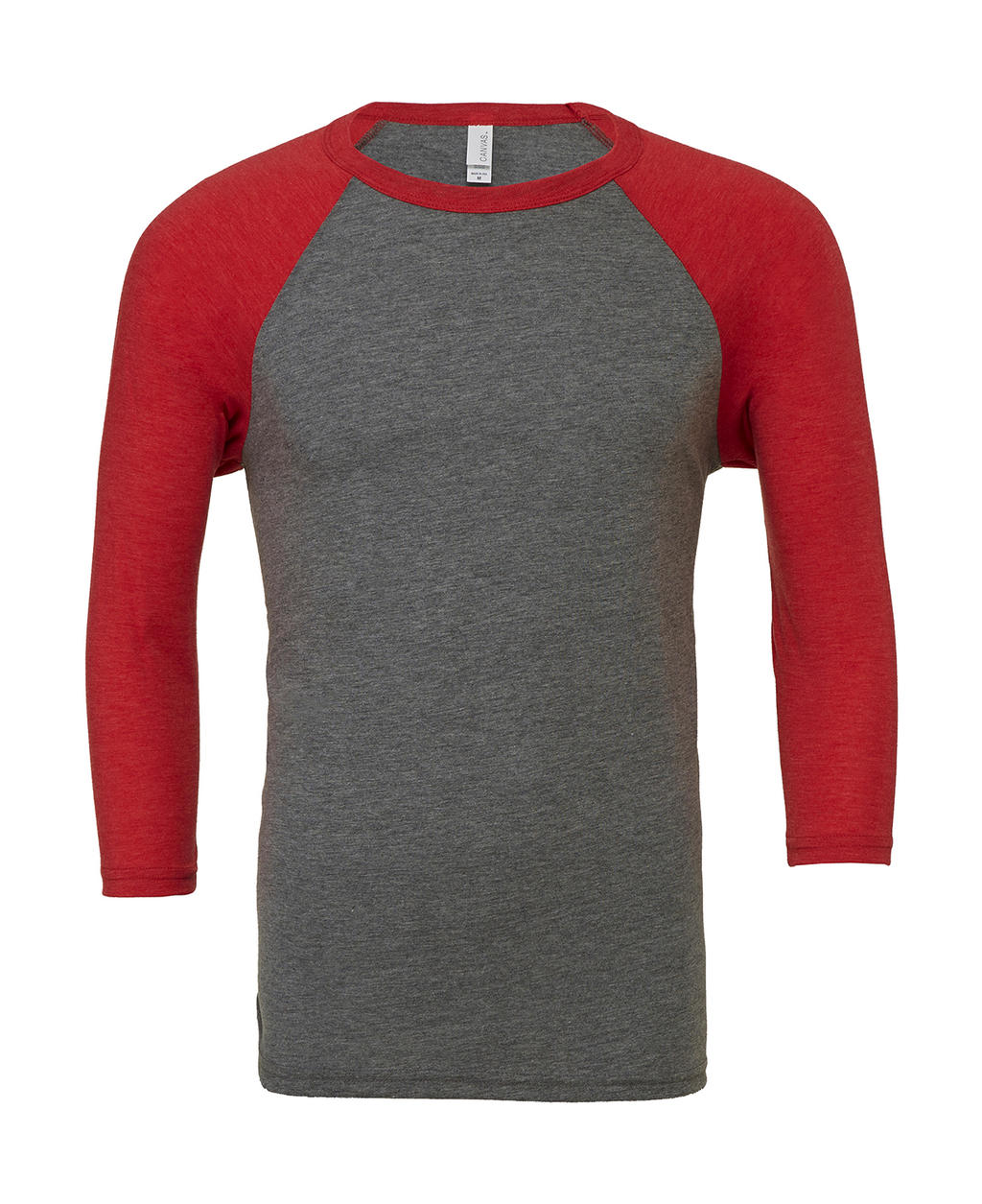  Unisex 3/4 Sleeve Baseball T-Shirt in Farbe Grey/Red Triblend