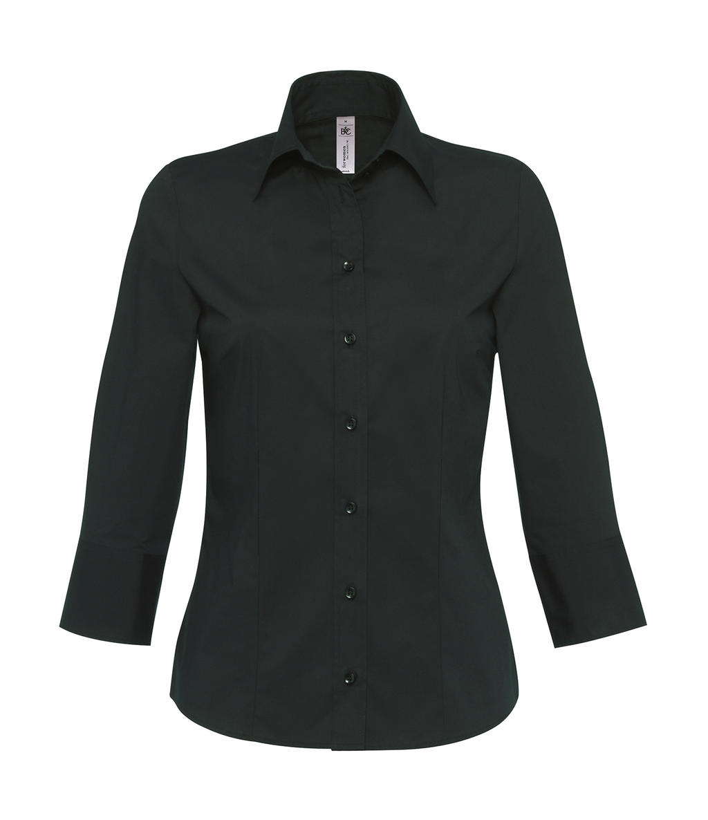  Milano/women Popelin Shirt 3/4 sleeves in Farbe Black