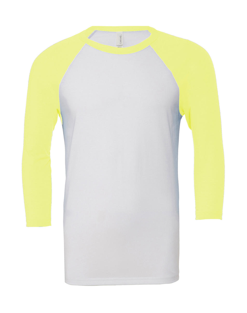  Unisex 3/4 Sleeve Baseball T-Shirt in Farbe White/Neon Yellow