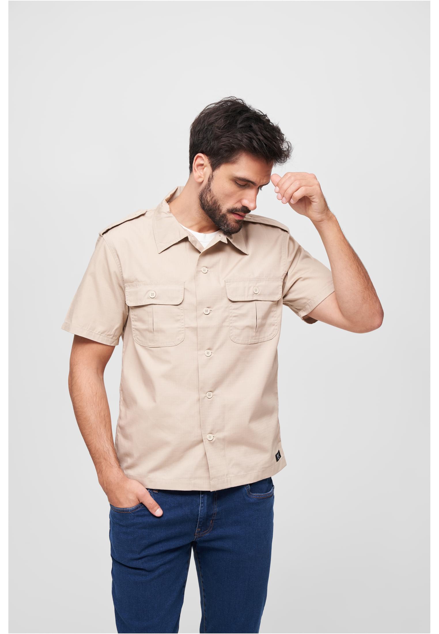 Hemden US Shirt Ripstop shortsleeve in Farbe beige