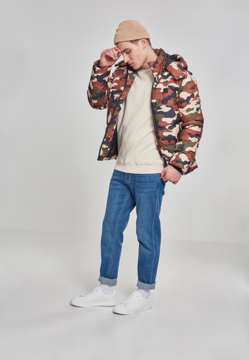 Plus Size Hooded Camo Puffer Jacket in Farbe rustycamo