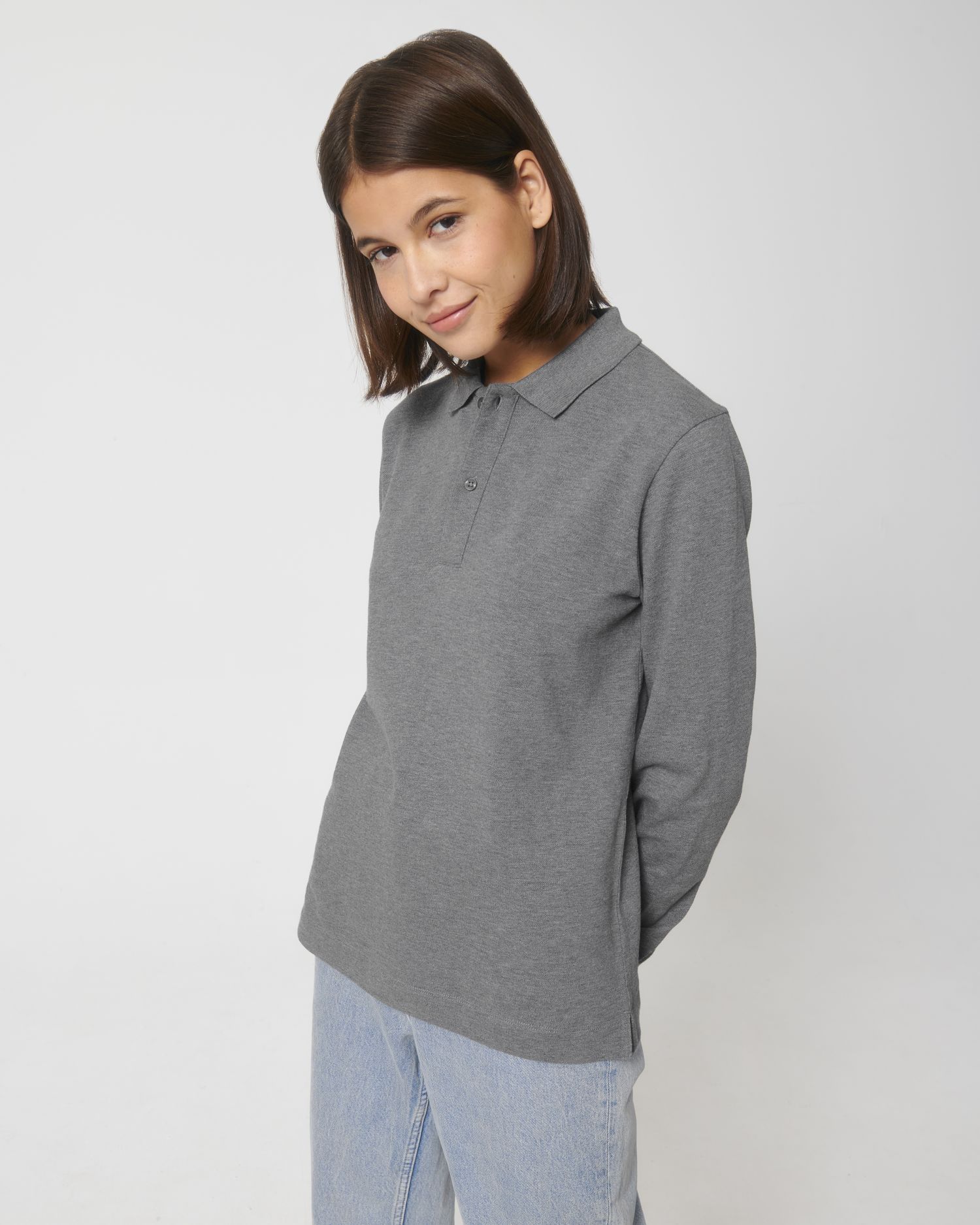 Poloshirts Prepster Long Sleeve in Farbe Mid Heather Grey