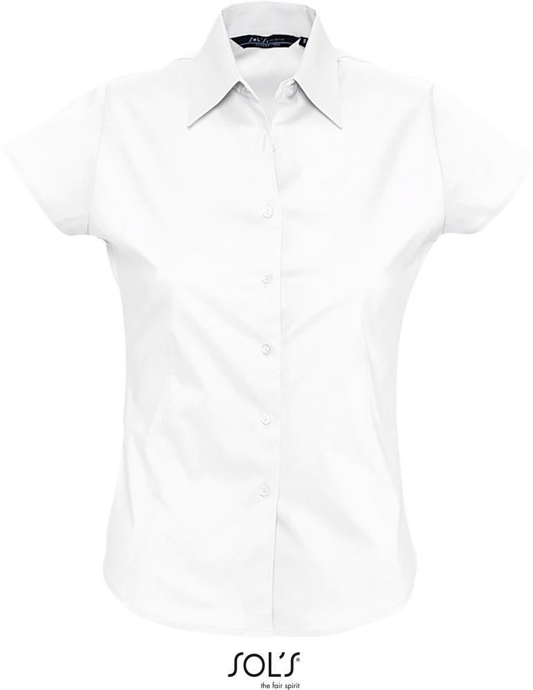 Hemd Excess Damen Stretch Bluse Kurzarm in Farbe white