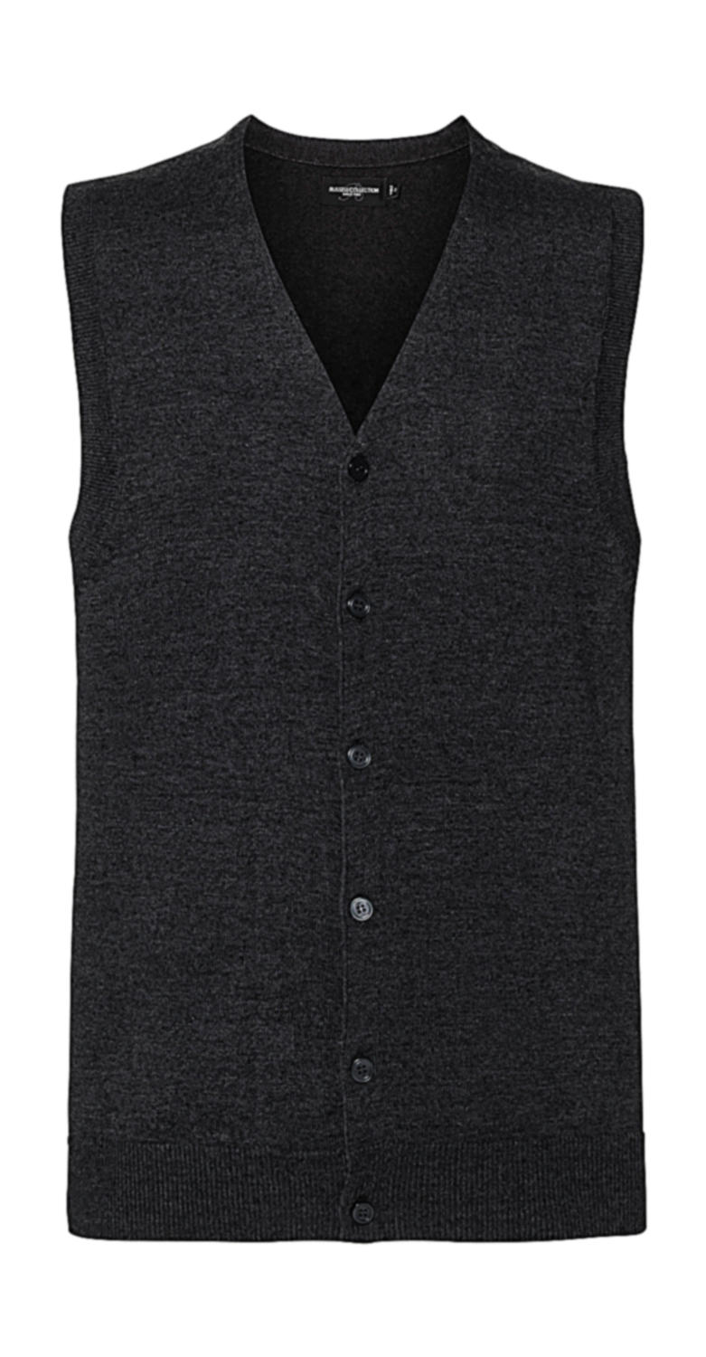  Mens V-Neck Sleeveless Knitted Cardigan in Farbe Charcoal Marl