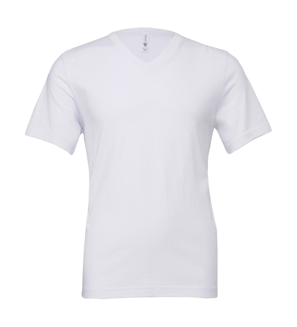  Unisex Jersey V-Neck T-Shirt in Farbe White