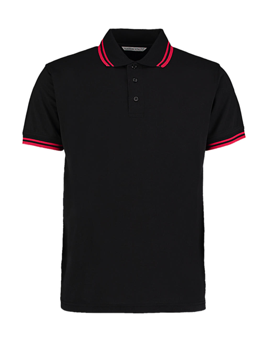  Classic Fit Tipped Collar Polo in Farbe Black/Red
