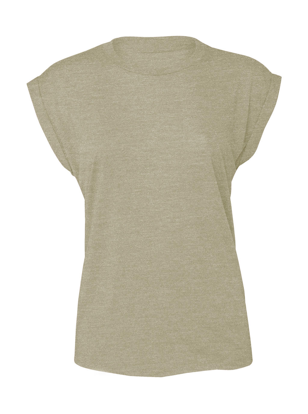  Womens Flowy Muscle Tee Rolled Cuff in Farbe Heather Stone