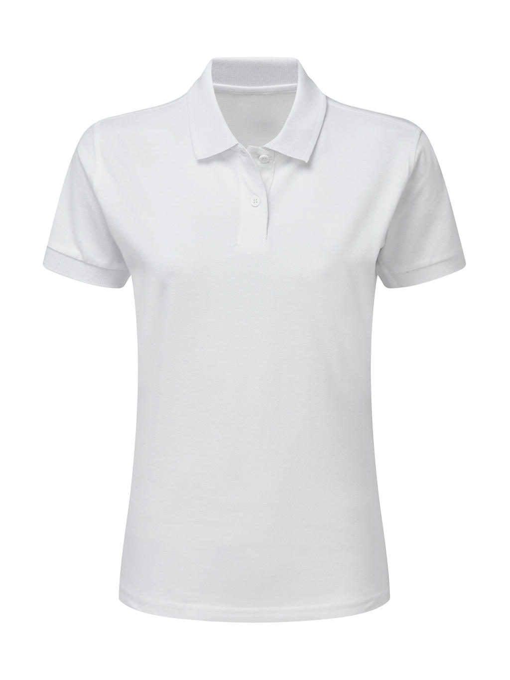  Ladies Cotton Polo in Farbe White