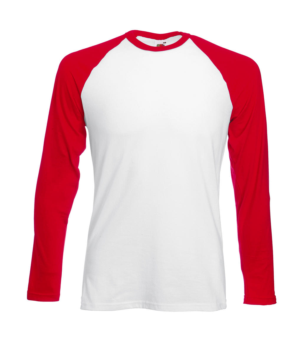  Valueweight Long Sleeve Baseball T in Farbe White/Red