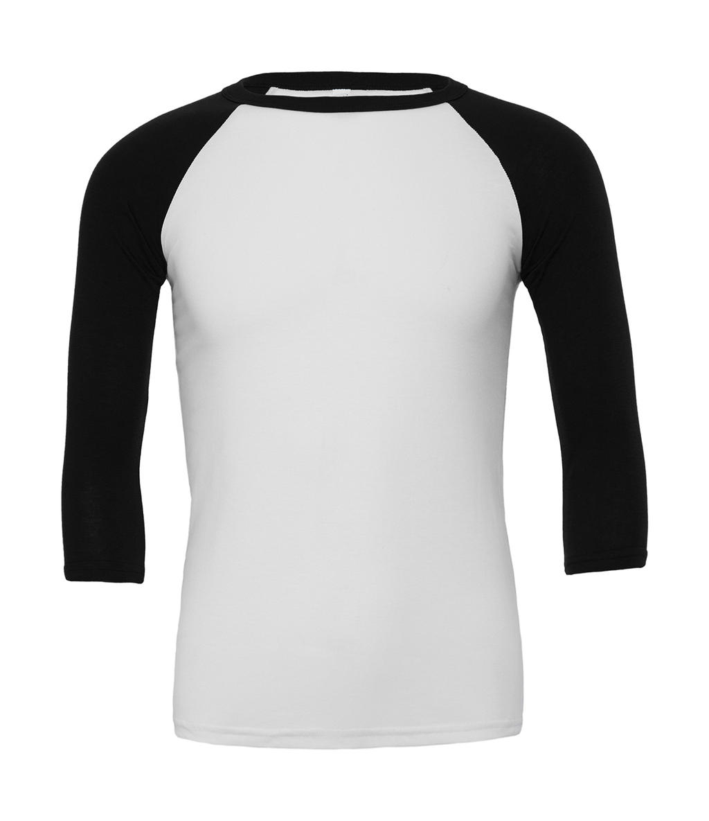  Unisex 3/4 Sleeve Baseball T-Shirt in Farbe White/Black
