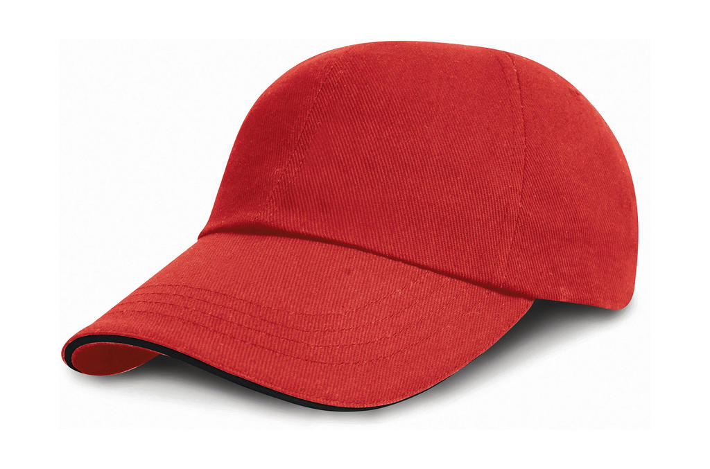  Brushed Cotton Sandwich Cap in Farbe Red/Black