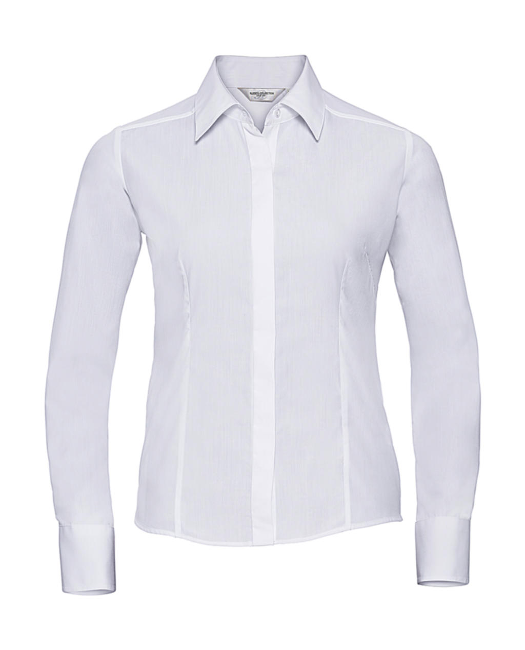  Ladies LS Fitted Poplin Shirt in Farbe White