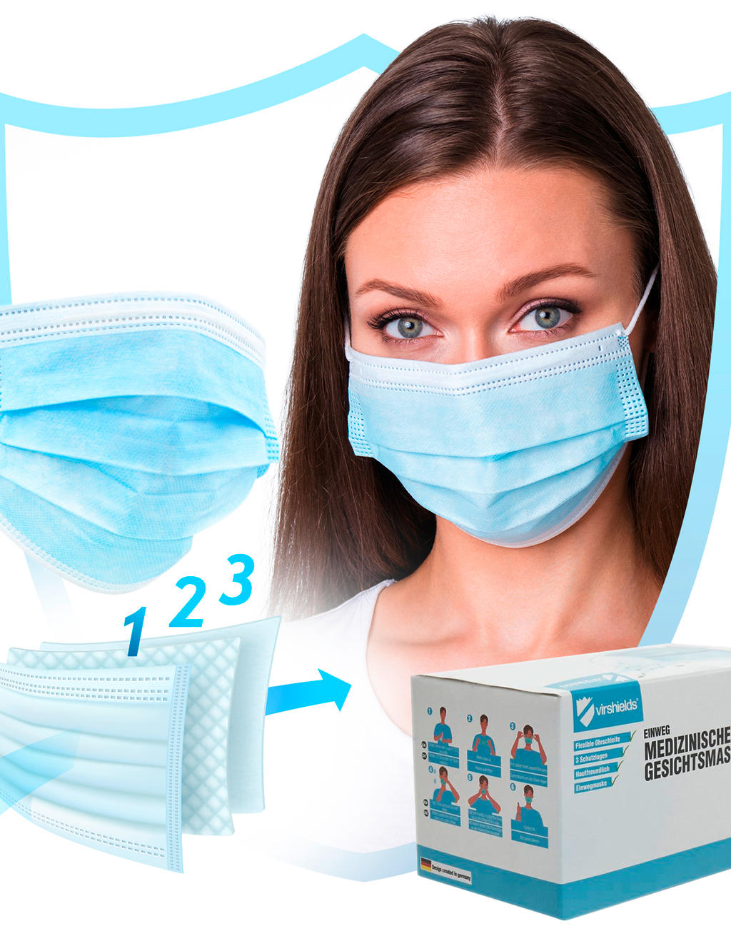  Disposable Face Mask in Farbe Blue