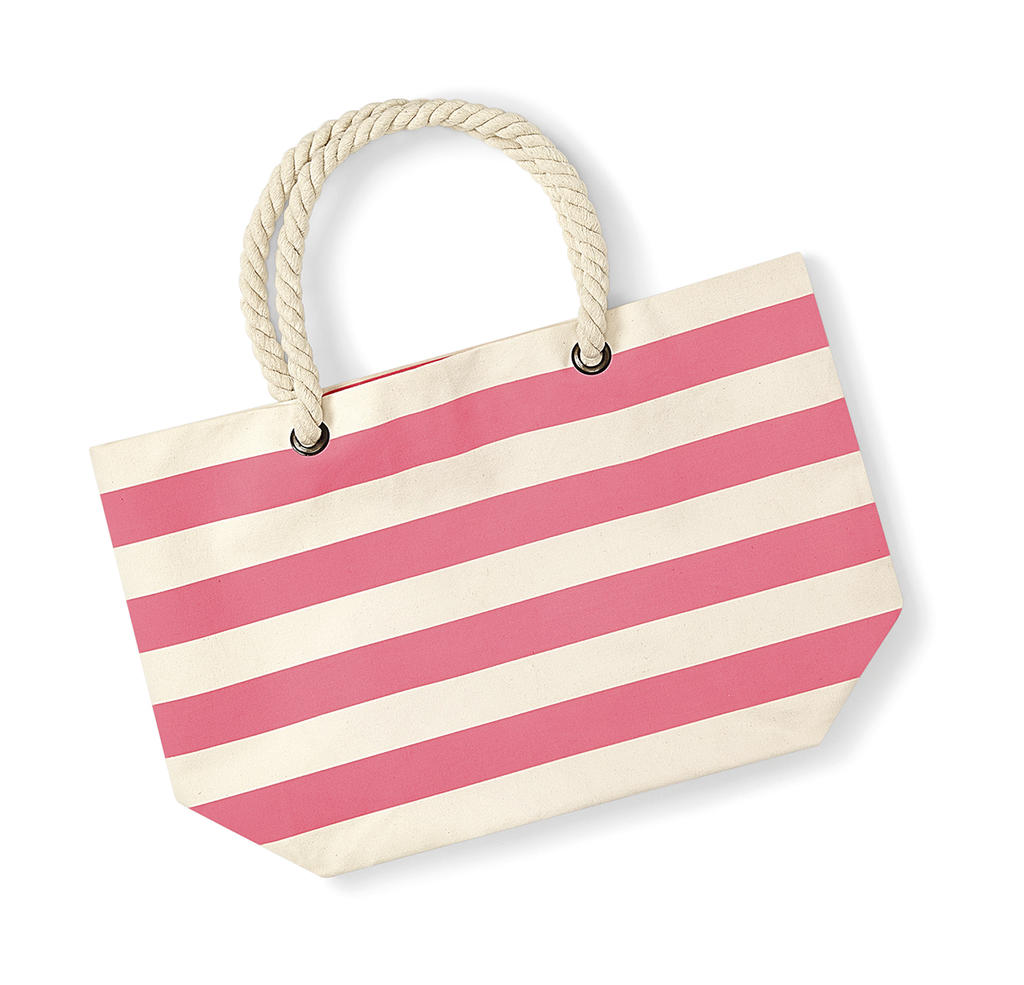  Nautical Beach Bag in Farbe Natural/Pink