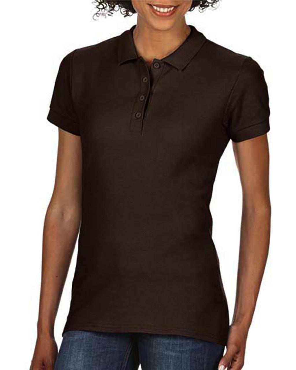  Softstyle? Ladies Double Pique Polo in Farbe Dark Chocolate 