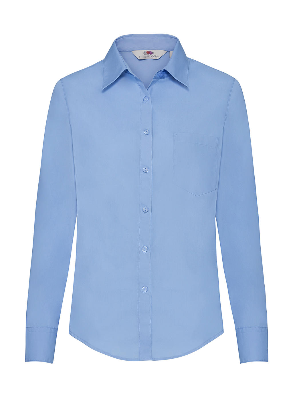  Ladies Poplin Shirt LS in Farbe Mid Blue