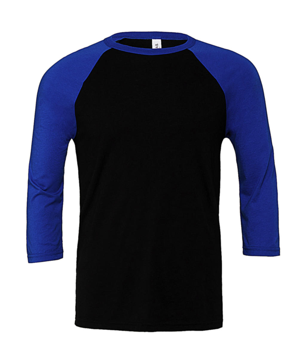  Unisex 3/4 Sleeve Baseball T-Shirt in Farbe Black/True Royal