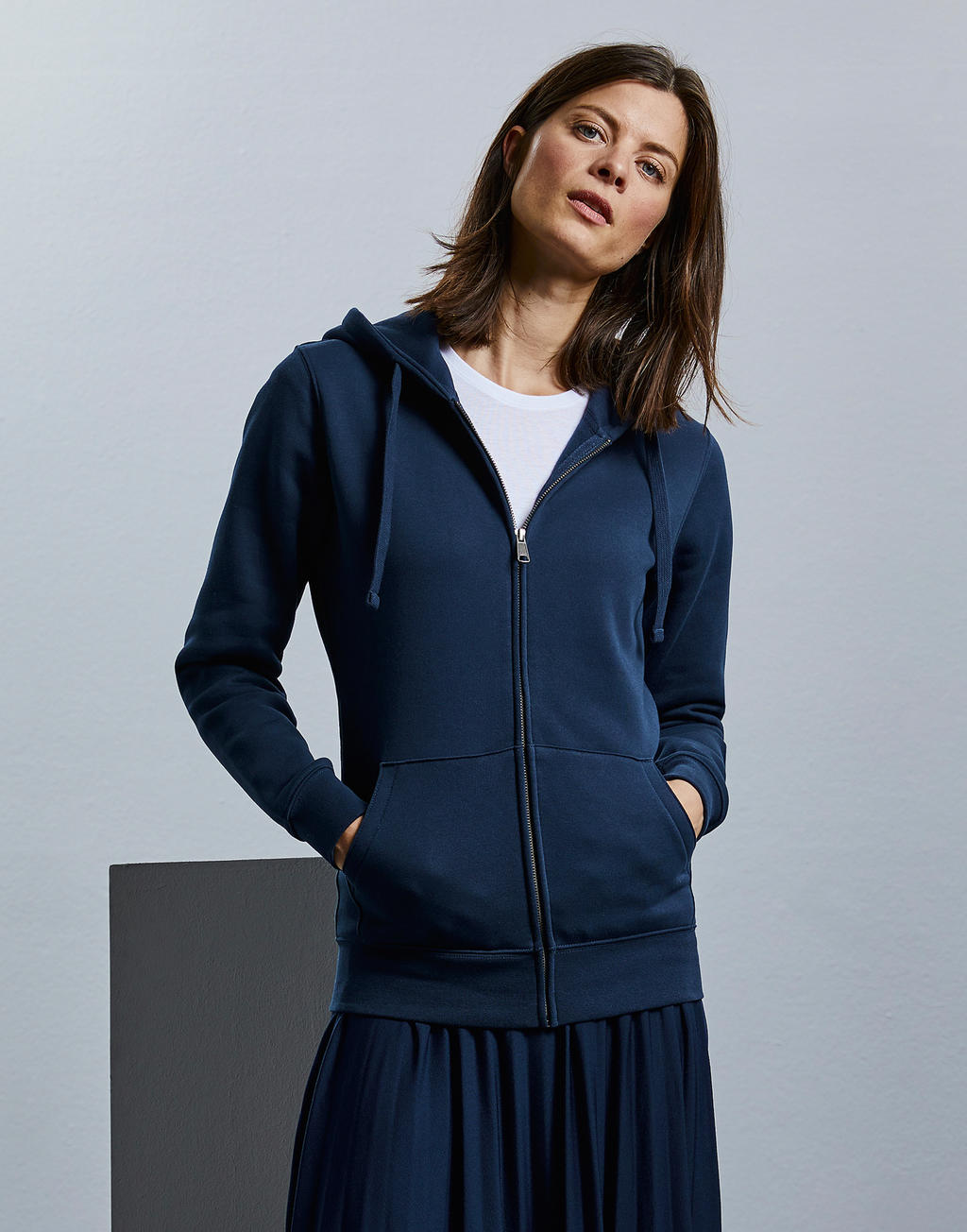  Ladies Authentic Zipped Hood in Farbe White