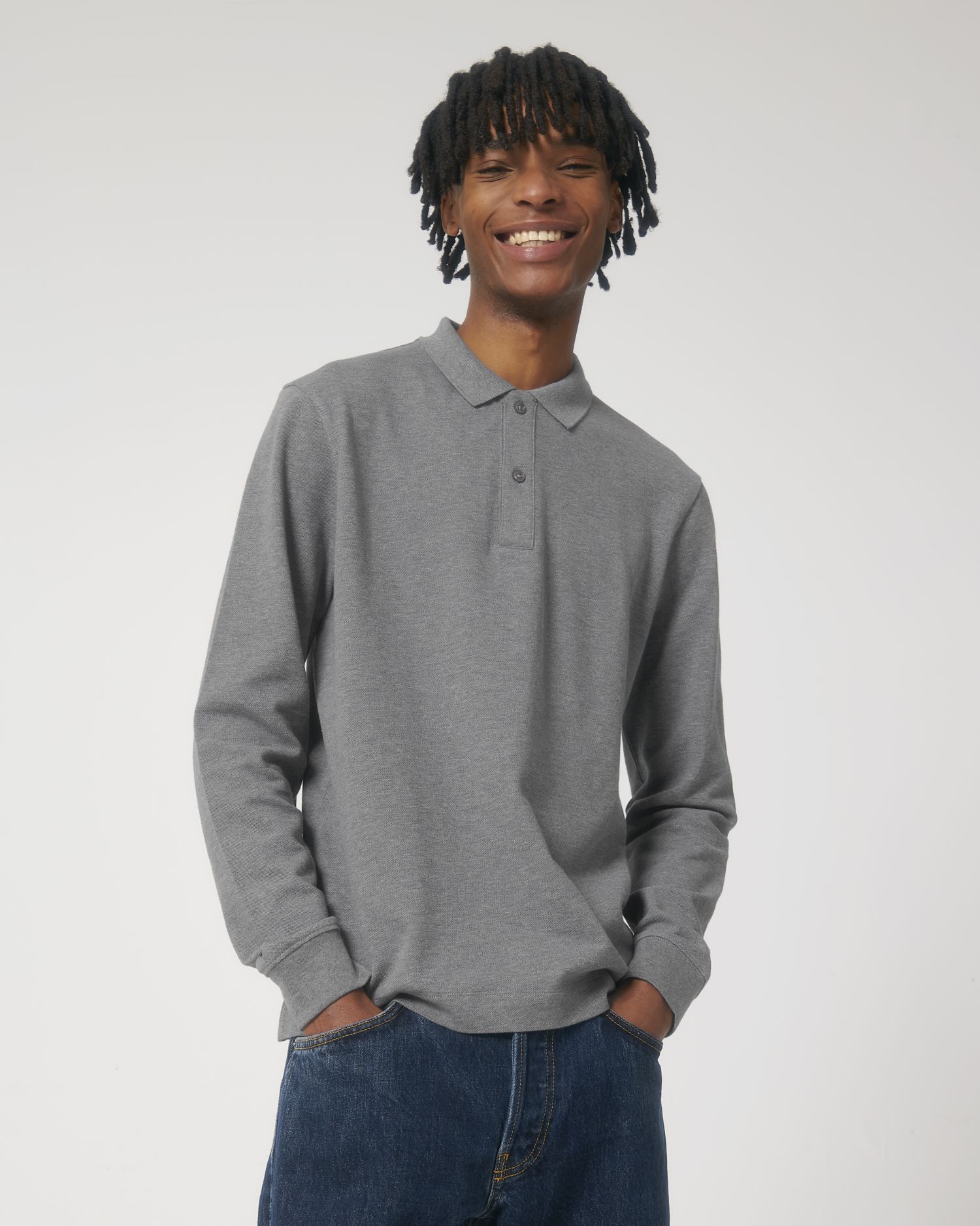 Poloshirts Prepster Long Sleeve in Farbe Mid Heather Grey