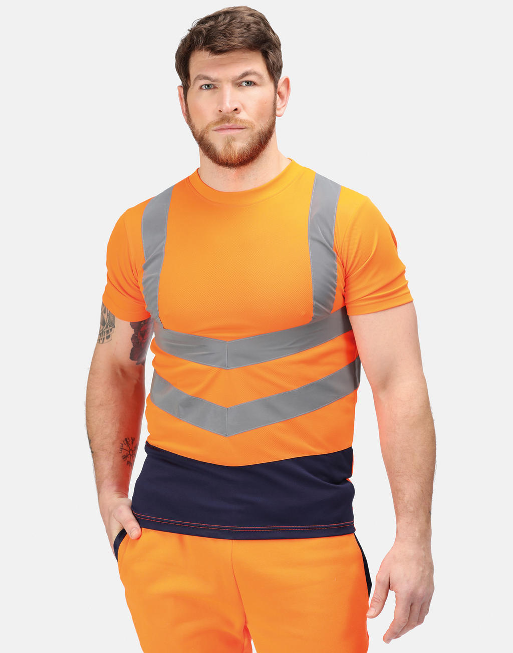  Pro Hi Vis T-Shirt in Farbe Orange/Navy