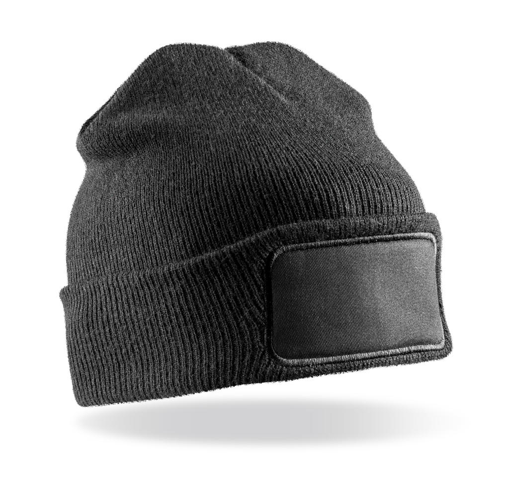  Recycled Double Knit Printers Beanie in Farbe Black