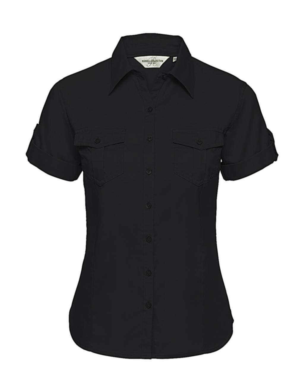  Ladies Roll Sleeve Shirt in Farbe Black
