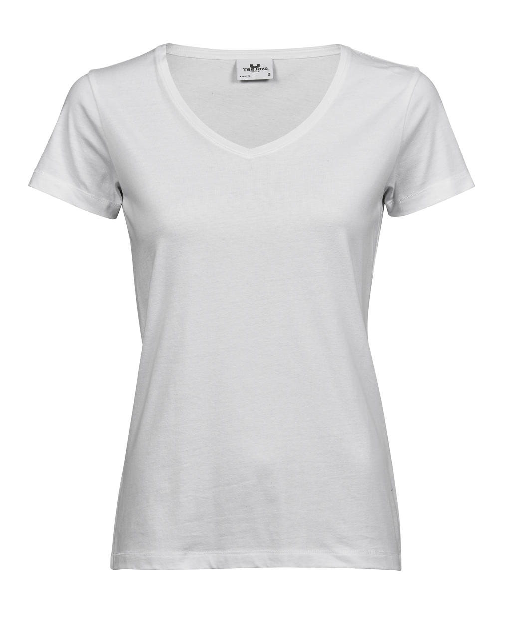  Womens Luxury V-Neck Tee in Farbe White