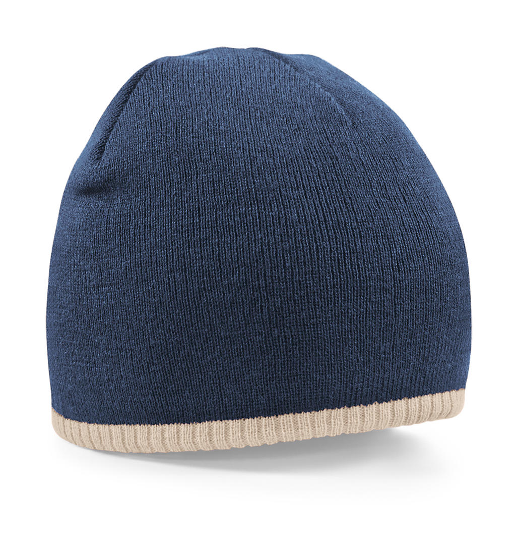  Two-Tone Beanie Knitted Hat in Farbe French Navy/Stone