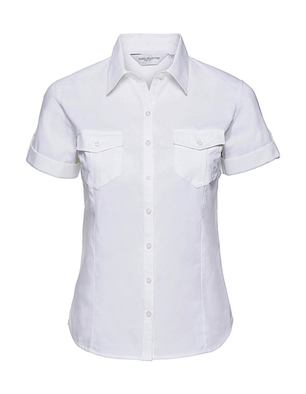  Ladies Roll Sleeve Shirt in Farbe White